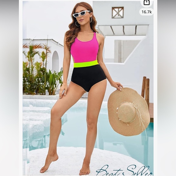 MOLYBELL One Piece  High Waisted Bathing Suit Monokini  Cutout Racerback Zip Up - Picture 8 of 16